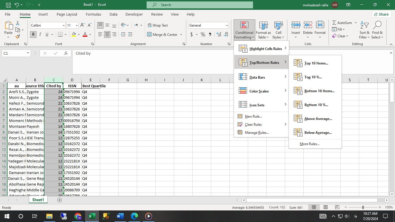 کاربرد Conditional Formatting در اکسل