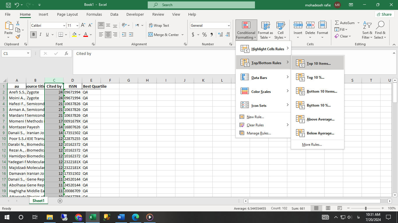 کاربرد Conditional Formatting در اکسل