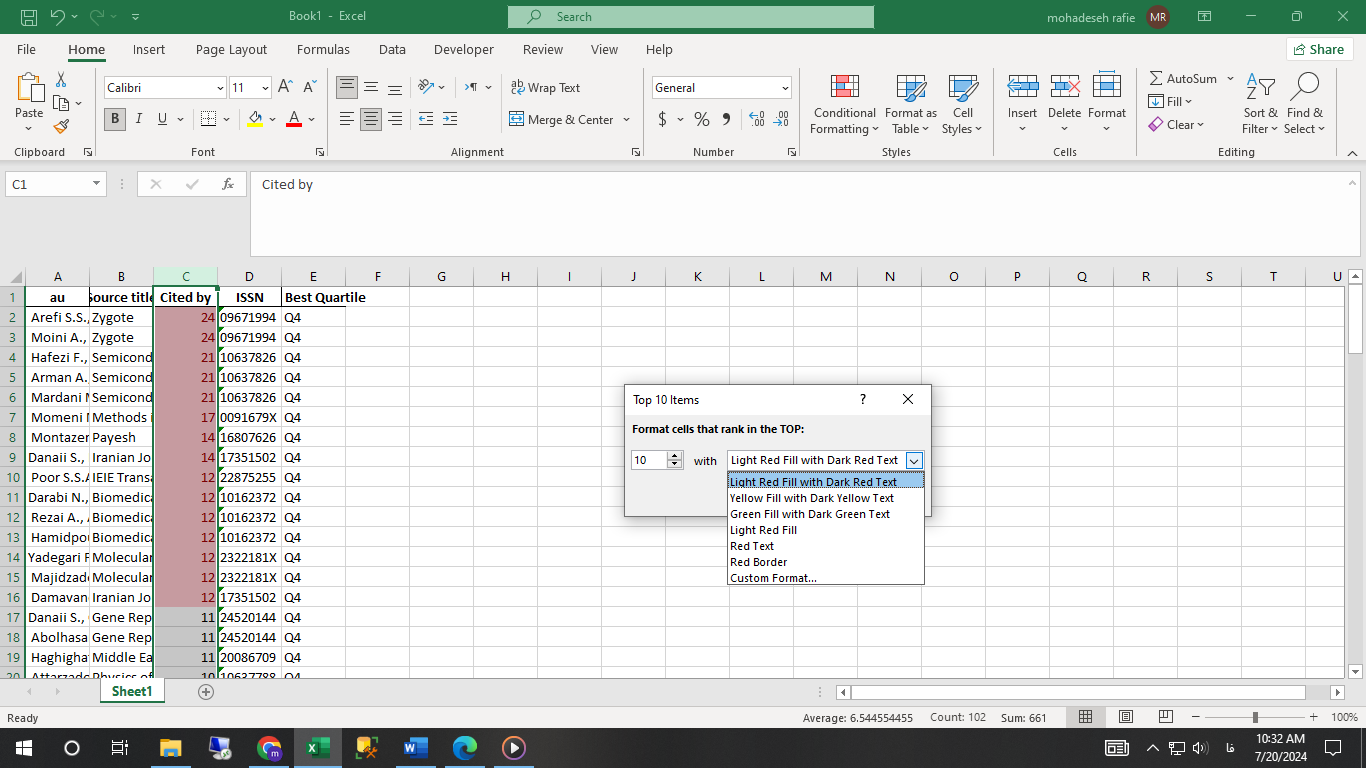 کاربرد Conditional Formatting در اکسل