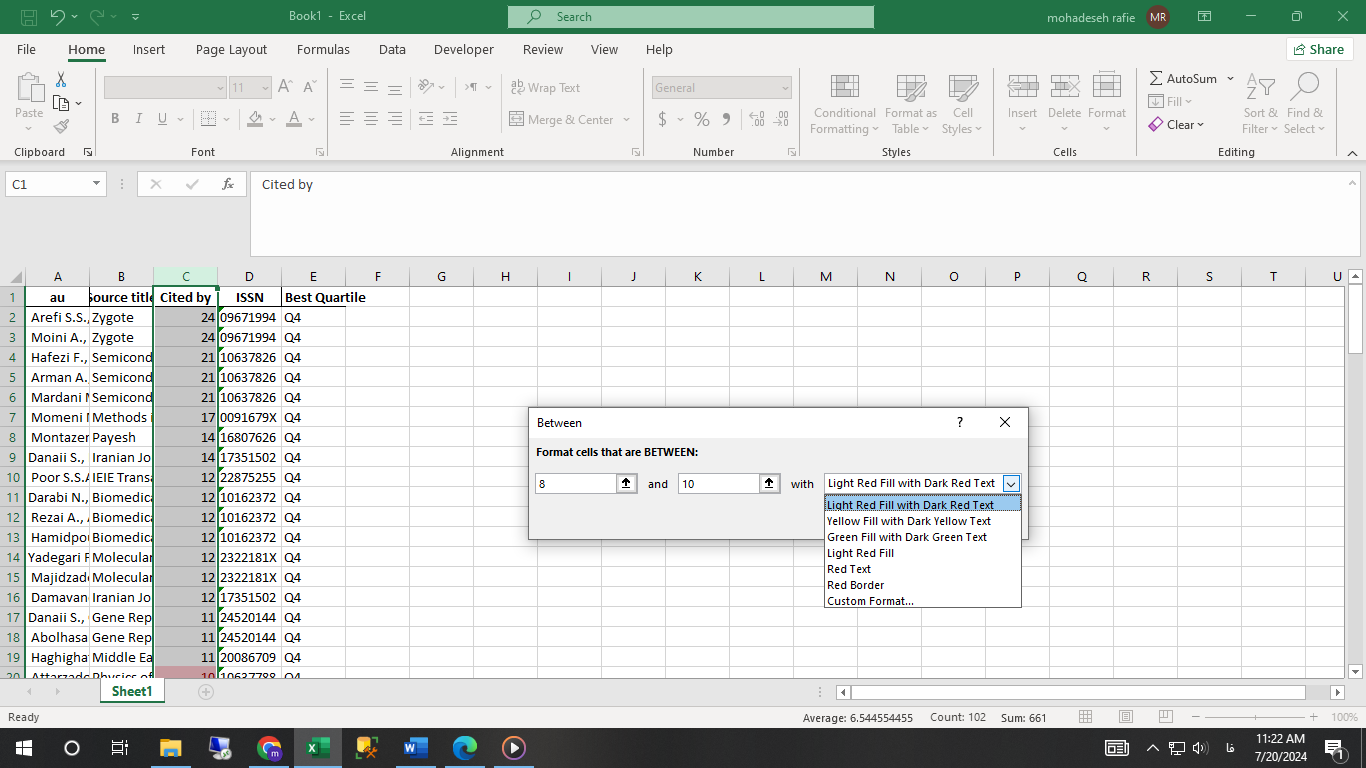 کاربرد Conditional Formatting در اکسل