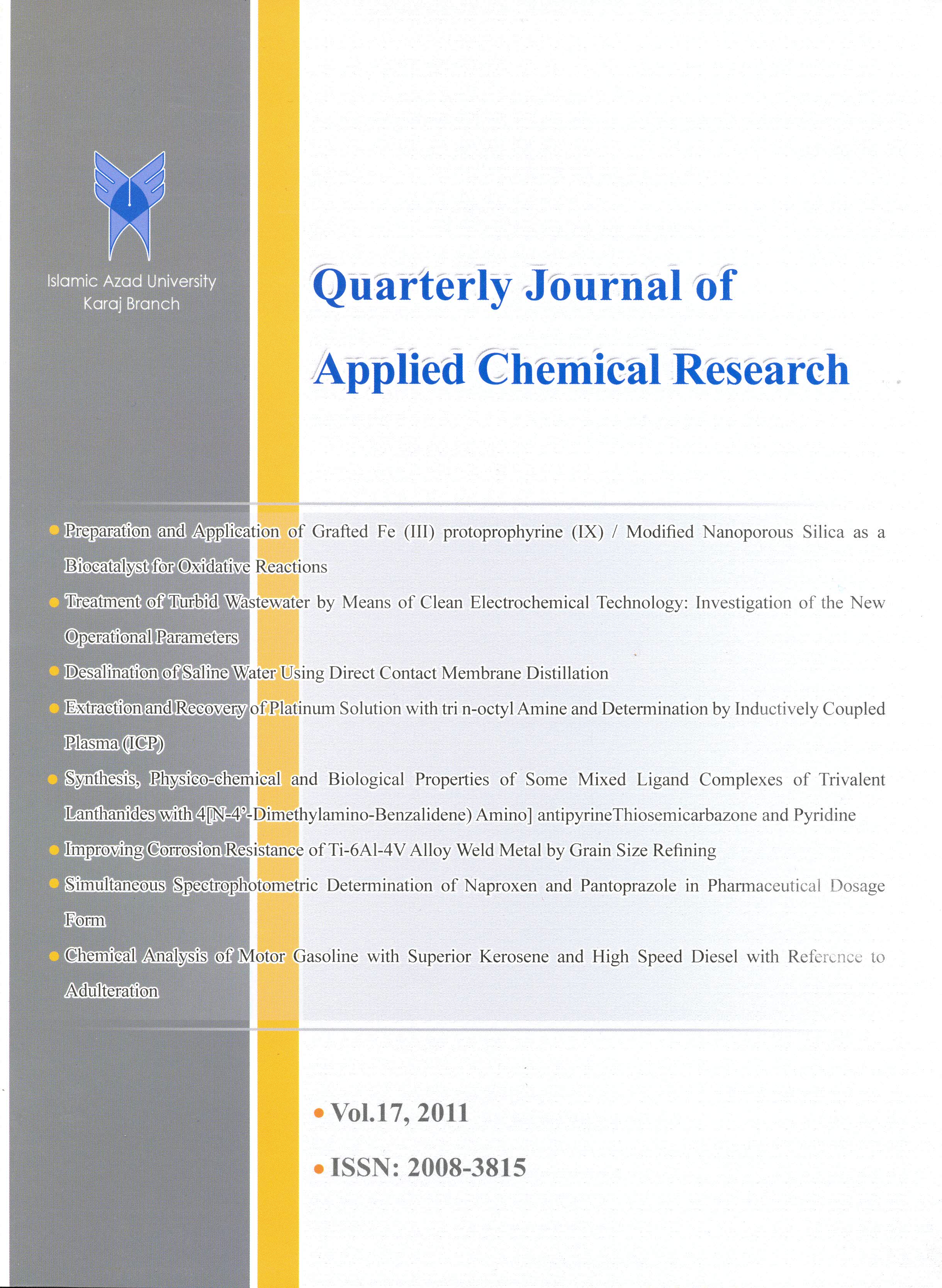 Journal of Applied Chemical Research