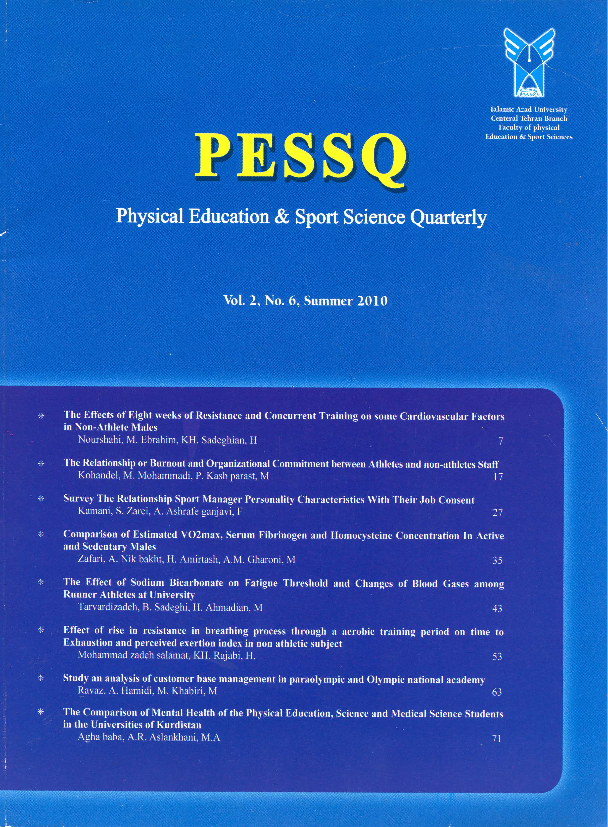 PHYSICAL EDUCATION AND SPORT SCIENCE QUARTERLY (PESSQ)