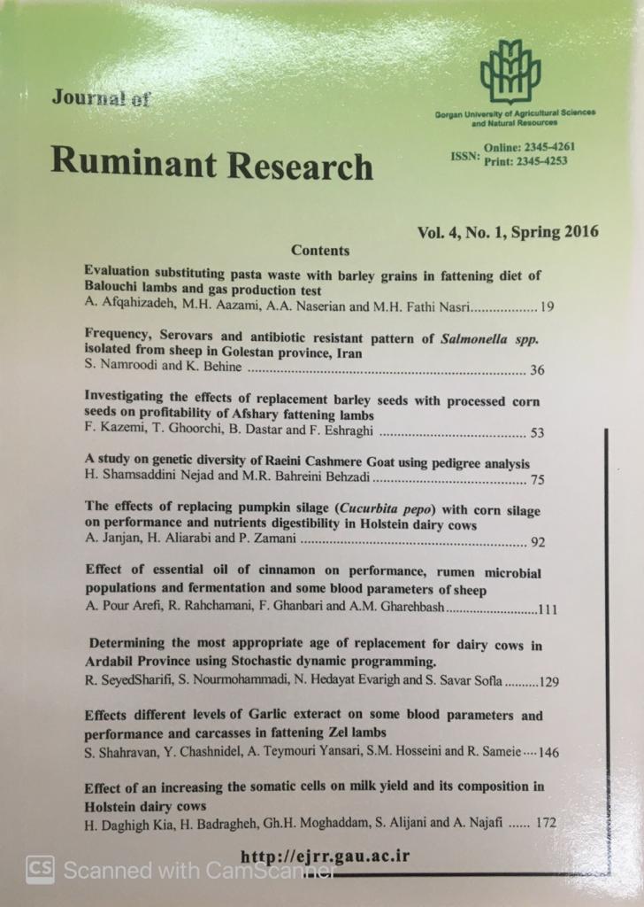 JOURNAL OF RUMINANT RESEARCH