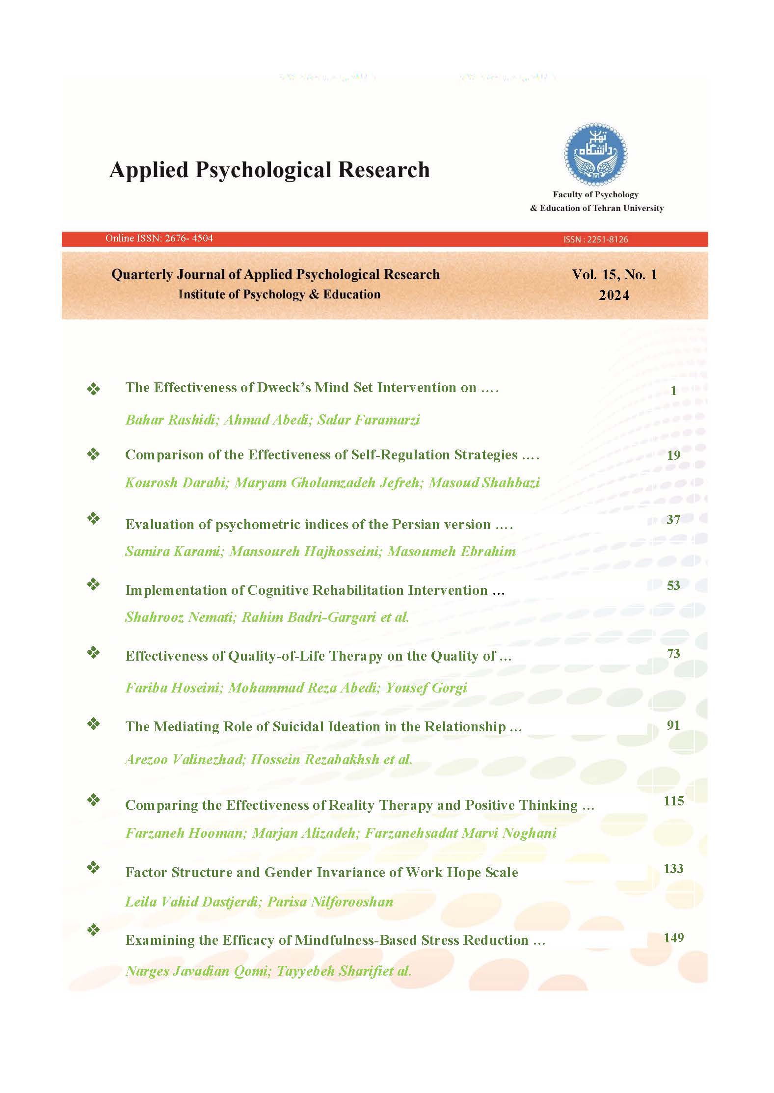 Journal of Applied Psychological Research